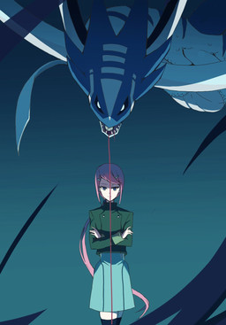 blood bodily_fluids crossed_arms duo female feral hair pink_hair ponytail sharp_teeth teeth huti918 bandai_namco digimon digimon_beatbreak hotaruko_kanuma digimon_(species) human mammal tylomon hi_res