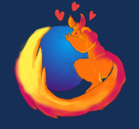 ambiguous_gender anthro fur heart_symbol hug internet orange_body orange_fur solo tail fluffykangaroo firefox mozilla canid canine fox mammal alpha_channel icon