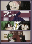 after_dark_(comic) ailurid ambiguous_gender anthro badger bodily_fluids breasts comic cum cum_on_face digital_media_(artwork) disembodied_hand door duo_focus female genital_fluids group mammal messy mustelid musteline nanase red_panda sayuri sayuri_x_nanase surprise theblackrook