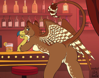 anthro anus bar bedroom_eyes custom female genitals laying_against_counter narrowed_eyes nude seductive solo tail vulva wings sinful-hen mythology avian gryphon mythological_avian mythological_creature hi_res sketch