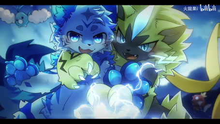 anthro black_body black_fur blue_body blue_eyes blue_fur duo fur hands_around_neck kemono looking_at_viewer male music white_body white_fur yellow_body yellow_fur hlg7777 bilibili nintendo pokemon canid canine fox generation_7_pokemon legendary_pokemon mammal pokemon_(species) zeraora 16:9 2025 2d_animation animated hi_res long_playtime motion_tweening sound video widescreen