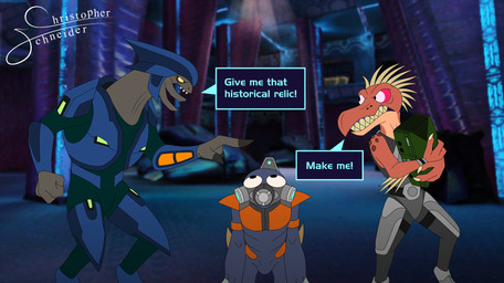 3_fingers 3d_background anthro arm_quills armor claws clenched_teeth dialogue dialogue_box digitigrade finger_claws fingers full_armor gas_mask gesture group hand_gesture headgear helmet male mandibles mask pink_eyes pointing pointing_at_self pupils quill_hair red_sclera screencap screencap_background sharp_teeth slit_pupils tan_body teeth text trio xbox_console yellow_eyes yellow_quills christopher_schneider halo_(series) microsoft xbox_game_studios alien humanoid kig-yar ruuhtian sangheili scalie unggoy 3d_(artwork) colored digital_media_(artwork) english_text hi_res mixed_media