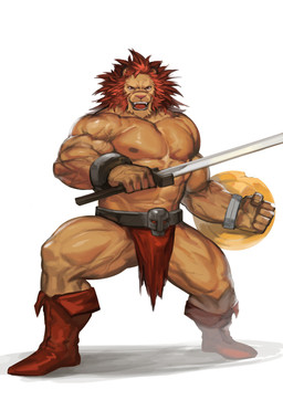 abs boots bottomwear bulge clothed clothing crotch_apron footwear hair loincloth looking_at_viewer male melee_weapon muscular muscular_arms muscular_humanoid muscular_male muscular_thighs nipples open_mouth red_boots red_clothing red_eyes red_footwear red_hair shield shoes simple_background solo standing sword topless topless_male vein veiny_muscles weapon white_background traver009 red_earth leo_(red_earth) felid humanoid lion mammal pantherine 2020 absurd_res full-length_portrait hi_res portrait
