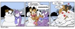 anthro canid canine canis collar comic dialogue domestic_cat domestic_dog duo english_text felid feline felis female flat_chested genitals grape_jelly_(housepets!) housepets! humor male mammal outside peanut_butter_(housepets!) penis prank rick_griffin scarf snow snowman star suspicious text third-party_edit winter