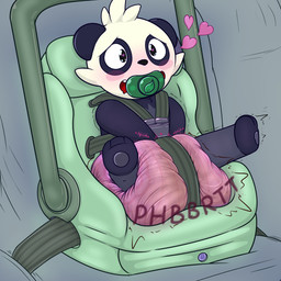 3_toes ambiguous_gender anthro black_body black_ears black_fur black_nose blush blush_stickers bound car car_seat clothed clothing diaper diaper_only diaper_squish feces feet fur green_pacifier hand_on_diaper heart_eyes heart_symbol inside_car inside_vehicle leg_markings lock_symbol looking_pleasured markings neonate object_in_mouth open_mouth open_smile pacifier pacifier_in_mouth pooping sitting smile snaggle_tooth socks_(marking) soiled_diaper soiling soiling_diaper solo sound_effects straps text toes topless touching_diaper unclean_diaper used_diaper vehicle vowelless vowelless_sound_effect wearing_diaper white_body white_fur young young_anthro ludis-luteo nintendo pokemon generation_6_pokemon pancham pokemon_(species) 1:1 2016 artist_name english_text hi_res source_request textless