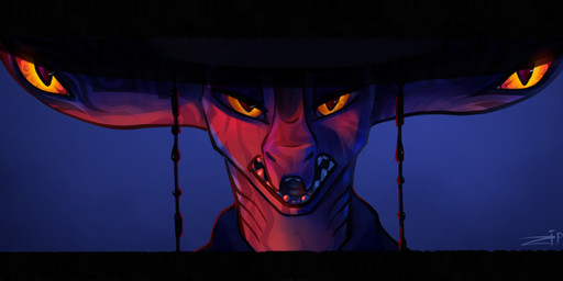 4_eyes anthro clothed clothing jeoseung_saja jeoseung_saja_costume looking_at_viewer male multi_eye open_mouth saja_boys simple_background singing solo zipper_7z kpop_demon_hunters mythology nami_(zipper_7z) demon dragon mammal mythological_creature mythological_scalie scalie hi_res