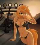 2016 absurd_res anthro anthrofied ar-15 assault_rifle bra breasts butt car clothing cocked_hip desert detailed_background equid equine eye_through_hair eyebrow_through_hair eyebrows fan_character female front_view green_eyes gun hair half-closed_eyes hasbro hi_res high_impact_(character) horn leaning lingerie looking_at_viewer looking_forward m16 mammal my_little_pony mythological_creature mythological_equine mythology narrowed_eyes navel open_mouth orange_hair panties portrait ranged_weapon rifle seductive smile solo teeth three-quarter_portrait translucent translucent_hair underwear unicorn vehicle vulpessentia watermark weapon