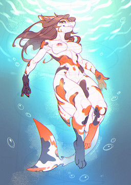 anthro areola biped breasts claws feet female fingers front_view hair looking_at_viewer navel nipples nude nude_anthro nude_female smile solo tail teeth toes underwater water spefides aquatic fish shark 2026 digital_drawing_(artwork) digital_media_(artwork)