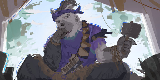 accessory animal_skin anthro bottomwear clothing grey_body hair headband holding_melee_weapon holding_object holding_weapon looking_at_viewer male markings melee_weapon solo spots spotted_body tail weapon aican5151 arknights hypergryph studio_montagne spot_(arknights) hyena mammal spotted_hyena 2026 absurd_res hi_res