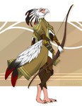 anthro avian_feet barefoot beak bow_(weapon) breasts claws clothed clothing digitigrade feathers feet female fingers holding_bow_(weapon) holding_object holding_ranged_weapon holding_weapon non-mammal_breasts ranged_weapon smile solo tail tail_feathers toes weapon white_body white_feathers firetally amelia_(linnaauriandi) accipitriform avian bird secretary_bird 2022 digital_media_(artwork) hi_res shaded signature