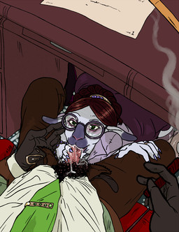 anthro cigar clothed clothing duo eyewear fellatio female first_person_view glasses male male/female male_pov office office_lady oral penile pubes sex smoking smoking_cigar submissive submissive_female under_table wearing_glasses malachhamavet bovid caprine mammal sheep