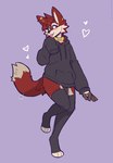 anthro blep blush clothing collar cute_fangs fangs hoodie male simple_background solo standing teeth toeless_legwear toeless_stockings tongue tongue_out topwear fleurfurr jfet canid canine mammal 2023 hi_res