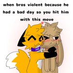 anthro biped black_ears blush brown_body collar floppy_ears fluffy fluffy_tail heart_symbol hug male multicolored_body orange_body simple_background simple_coloring simple_eyes simple_nose tail text fooxo fooxo(character) vassi canid canine fox lagomorph leporid mammal rabbit red_fox true_fox 1:1 english_text shaded simple_shading