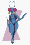 2_antennae 3_fingers abstract_background antennae_(anatomy) antennae_piercing antennae_ring anthro bare_shoulders bent_arm big_breasts big_eyes bikini bikini_top biped black_bikini black_bikini_top black_bottomwear black_clothing black_loincloth black_swimwear blue_antennae blue_body blue_breasts blue_lips bottomwear breasts clothed clothed_anthro clothed_female clothing collar compound_eyes deep_navel ear_piercing ear_ring female fingers front_view furgonomics furry-specific_piercing glistening glistening_breasts glistening_legs glistening_thighs gold_(metal) gold_collar hand_on_hip hand_on_own_hip legs_together light_body lips loincloth looking_at_viewer mature_anthro mature_female metal_collar monotone_body monotone_breasts navel no_irises piercing pose pupils red_sclera ring_piercing skimpy smile smiling_at_viewer solo standing swimwear text thick_lips thick_thighs two-piece_swimsuit unusual_pupils jeteggs image_comics invincible_(image_comics) andressa arthropod insect thraxan 2025 artist_name digital_drawing_(artwork) digital_media_(artwork) full-length_portrait hi_res pinup portrait