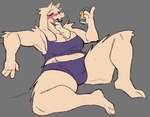 alcohol beer beverage beverage_can bodily_fluids breasts can cleavage clothed clothing container drooling drunk feet female fur grey_background holding_can holding_container holding_object open_mouth purple_clothing saliva simple_background solo substance_intoxication white_body white_fur aaaaaron122 undertale undertale_(series) toriel boss_monster_(undertale) bovid caprine goat humanoid mammal 2025 digital_media_(artwork) hi_res