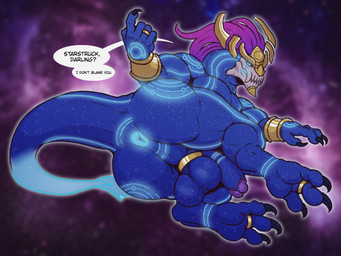 anthro anthrofied anus backsack ball_ring balls barazoku beckoning big_balls big_butt big_muscles big_penis blurred_background bone bracelet bubble_butt butt claws dialogue digit_ring digitigrade erection feet finger_ring genitals gesture glans glowing glowing_markings gold_(metal) gold_jewelry hair hand_gesture horn humanoid_genitalia humanoid_penis inviting jewelry looking_at_viewer lying male markings muscular muscular_anthro muscular_male non-mammal_balls nude on_side pecs penis perineum presenting presenting_hindquarters rear_view ring ring_(jewelry) saggy_balls scales skull skull_head smile solo space star talking_to_viewer text toe_ring toes posstype league_of_legends mythology riot_games tencent aurelion_sol_(lol) dragon mythological_creature mythological_scalie scalie 2025 english_text hi_res