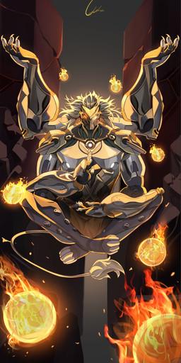 4_arms 5_fingers anthro biped claws clothed clothing fingers grey_mane humanoid_hands male mane multi_arm multi_limb muscular muscular_anthro muscular_male solo tail tail_tuft topless topless_anthro topless_male tuft corsa_24 mihoyo zenless_zone_zero banyue_(zenless_zone_zero) felid lion mammal pantherine robot_anthro 2025 absurd_res colored hi_res signature
