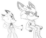 anthro breasts cleavage clothed clothing female solo raccoonshinobi archie_comics sega sonic_the_hedgehog_(archie) sonic_the_hedgehog_(comics) sonic_the_hedgehog_(series) clove_the_pronghorn mammal pronghorn 6:5 monochrome