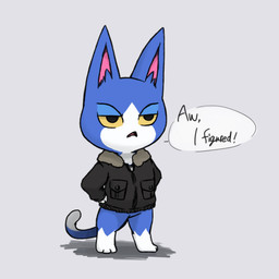 3_toes anthro barefoot big_head black_clothing black_coat black_topwear blue_body blue_fur bottomless clothed clothing coat coat_only countershade_face countershade_feet countershade_fur countershade_hands countershade_torso countershading dialogue dipstick_tail featureless_crotch feet fingers frown fur grey_background hands_on_hips leg_markings lidded_eyes male markings multicolored_body multicolored_fur open_frown open_mouth pockets shadow simple_background socks_(marking) solo speech_bubble standing tail tail_markings text three-quarter_view toes topwear topwear_only two_tone_body two_tone_fur white_body white_fur yellow_sclera zipper hidane animal_crossing nintendo tom_(animal_crossing) domestic_cat felid feline felis mammal 1:1 2020 cel_shading digital_media_(artwork) english_text full-length_portrait portrait shaded