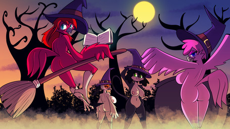 big_butt breasts broom broom_riding butt casual_nudity cauldron cleaning_tool clothing female femboy full_moon genitals group hat hat_only headgear headgear_only headwear headwear_only magic_user male moon mostly_nude night nude slightly_chubby vulva witch witch_hat birbpan berta_(birbpan) pan_(birbpan) paula_(birbpan) tammy_(birbpan) accipitriform avian bird felid feline mammal secretary_bird 16:9 4k absurd_res hi_res widescreen mother_(lore) mother_and_child_(lore) mother_and_son_(lore) parent_(lore) parent_and_child_(lore) parent_and_son_(lore) son_(lore)
