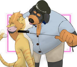 5_fingers age_difference anthro belly big_belly black_body black_fur black_hair black_nose brown_body brown_fur clothed clothed/nude clothing collar daddy_kink dominant duo eyes_closed fingers fur hair kissing kneeling leaning leaning_forward leash leash_pull male male/male mullet nude open_clothing open_shirt open_topwear pink_nose shirt simple_background size_difference slightly_chubby standing striped_body striped_fur stripes submissive tail tail_motion tailwag tan_body tan_fur topwear whisker_spots white_background white_body white_fur p_rindustries chuck_(p_rindustries) will_(p_rindustries) canid canine canis dobermann domestic_cat domestic_dog felid feline felis mammal pinscher