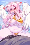 anthro areola biped blush breasts cute_fangs dialogue dominant dominant_female duo erection fangs female female_on_top first_person_view fur genitals heart_eyes heart_symbol male male/female nipples on_top open_mouth open_smile penetration penile penile_penetration penis pussy red_eyes sex smile submissive submissive_pov teeth text vaginal vaginal_penetration white_body white_fur wings swaybat arcsion felid feline mammal 2025 hi_res
