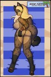 anthro breasts butt female genitals hair long_hair lying nude pussy solo white_hair bear213 snow_yukifoot felid mammal pantherine snow_leopard hi_res