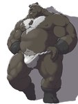 anthro asian_clothing belly bulge clothing east_asian_clothing fundoshi humanoid_hands japanese_clothing kemono male musclegut muscular nipples overweight overweight_male smoking solo underwear white_clothing white_fundoshi white_underwear dendoro bear mammal 2022 3:4 hi_res