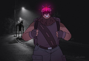 anthro backpack belt blindfold bottomwear brown_body brown_fur clothed clothed_anthro clothed_male clothing duo fingerless_gloves fully_clothed fully_clothed_anthro fully_clothed_male fur gloves handwear hat headgear headwear male male_anthro neck_tuft outside pants photo_background purple_backpack purple_bag purple_bottomwear purple_clothing purple_gloves purple_handwear purple_nose purple_pants purple_shirt purple_topwear road shirt solo solo_focus street_lamp text topwear tuft melaisen agapito_(melaisen) cryptid demon mammal 2023 absurd_res character_name digital_drawing_(artwork) digital_media_(artwork) english_description hi_res mixed_media photography_(artwork) portrait three-quarter_portrait