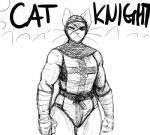 1_eye anthro armor bandage big_breasts black_and_white breasts cat_knight clothed clothing dialogue domestic_cat english_text felid feline felis female frown hi_res hladilnik looking_at_viewer mammal mask monochrome muscular muscular_female scar solo text whiskers wrestling wrestling_match