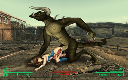 anthro anthro_penetrating anthro_penetrating_female anthro_penetrating_human blood bodily_fluids cum cum_inside dominant duo erection female female_on_anthro female_penetrated forced genital_fluids genitals horn human_on_anthro human_penetrated interspecies larger_dom larger_male male male/female male_on_human male_penetrating male_penetrating_female male_penetrating_human pain penetration penile penile_penetration penis penis_in_vagina rape sex size_difference smaller_female smaller_penetrated tail teeth vaginal vaginal_penetration unknown_artist fallout microsoft deathclaw human mammal scalie 2014 unavailable_at_source