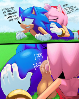 accessory anal anthro anus balls big_butt bite biting_lip blue_body boots bracelet butt clothing dialogue dress duo eyes_closed female female_rimming_male footwear genitals gloves grass green_eyes hair_accessory hairband handwear jewelry looking_pleasured lying male male/female on_front oral pink_body plant rimming rimming_male sex shoes text tongue tongue_out scrabble007 sega sonic_the_hedgehog_(series) amy_rose sonic_the_hedgehog eulipotyphlan hedgehog mammal 2025 4:5 absurd_res comic english_text hi_res