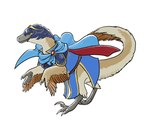 ambiguous_gender biped blue_cape blue_clothing cape claws clothed clothing feathers feral simple_background solo standing tan_body tan_feathers racecarart fire_emblem nintendo marth_(fire_emblem) dinosaur dromaeosaurid feathered_dinosaur feathered_scalie prehistoric_species reptile scalie theropod velociraptor 2021 digital_media_(artwork) hi_res shaded signature