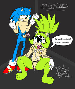 4_toes 5_fingers anthro arm_tattoo barbell_piercing belly_tattoo black_text bodily_fluids clitoral_hood_piercing cum cum_in_mouth cum_inside cum_on_body cum_on_chest cum_on_face cum_on_penis duo ear_piercing ear_ring eyelashes facial_piercing featureless_chest feet female fingers genital_fluids genital_piercing genitals male male/female multiple_piercings nipple_barbell nipple_piercing nipples no_navel nose_piercing nose_ring penis piercing ring ring_piercing septum_piercing septum_ring speech_bubble spread_legs spreading sweat sweatdrop tattoo text toes tongue tongue_piercing vaginal_fluids rosetta456 idw_publishing sega sonic_the_hedgehog_(comics) sonic_the_hedgehog_(idw) sonic_the_hedgehog_(series) sonic_the_hedgehog surge_the_tenrec afrosoricid eulipotyphlan hedgehog humanoid mammal tenrec 2025 dated english_text hi_res signature