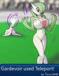 accident accidental_exposure breasts clothing clothing_aside embarrassed exhibitionism exposed female genitals nipples public pussy solo teleportation fieryashy nintendo pokemon gardevoir generation_3_pokemon pokemon_(species) hi_res