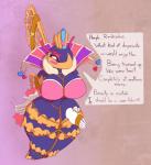 anthro bdsm big_breasts blush bondage bound breasts butt_slap female heart_symbol non-mammal_breasts simple_background slap solo spanking submissive submissive_female text unknown_artist kirby_(series) nintendo queen_sectonia arthropod bee hymenopteran insect colored english_text hi_res