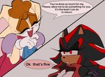 anthro crossgender duo female female/female chomphog sega sonic_the_hedgehog_(series) shadow_the_hedgehog vanilla_the_rabbit eulipotyphlan hedgehog lagomorph leporid mammal rabbit hi_res