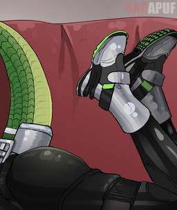 ball_grab balls bodily_fluids bodysuit boobs_out boots breasts butt butt_focus clothing cum cum_inside duo ejaculation exposed_breasts female footwear furniture genital_fluids genitals gloves grabbing_from_behind green_eyes green_hair hair handwear humanoid_pointy_ears jacket latex latex_clothing male male/female mask masked_male on_bottom on_top penetration pointy_ears ponytail reptile_tail reverse_cowgirl_position sex shoes skinsuit slap smile sofa sofa_sex sound_effects tail tight_clothing topwear unusual_anatomy unusual_tail vaginal vaginal_penetration white_body white_boots white_clothing white_footwear white_jacket white_topwear sabapuf arknights arknights_endfield hypergryph studio_montagne endministrator_(arknights) fluorite_(arknights) animal_humanoid humanoid reptile reptile_humanoid scalie scalie_humanoid 2d_animation animated hi_res huge_filesize long_playtime loop sound video