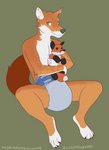 anthro black_nose claws clean_diaper clothed clothing diaper diaper_only fur male orange_body orange_fur plushie sitting solo spread_legs spreading topless wearing_diaper white_body white_fur trashpandalucas canid canine fox mammal