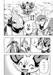 anthro bag canid cave comic dialogue eyes_closed fangs fennekin feral floatzel generation_4_pokemon generation_5_pokemon generation_6_pokemon group inside japanese_text lir_(icma) makotoo male mammal monochrome nazuna_(icma) nintendo open_mouth pmd:_icma pokemon pokemon_(species) pokemon_mystery_dungeon right_to_left scarf servine smile spike_chunsoft teeth text tongue translated twizel_(icma)