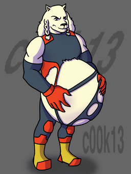 anthro belly big_belly clothing fur male male_pred same_size_vore torn_clothing vore white_body white_fur c00k135 image_comics invincible_(image_comics) thokk_(invincible) felid lion mammal pantherine 3:4 hi_res
