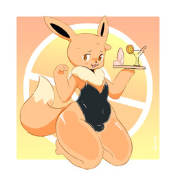 anthro anthrofied black_clothing black_leotard bodily_fluids brown_eyes bulge clothing dipstick_tail femboy front_view fur gradient_background holding_object holding_sex_toy kneeling leotard looking_at_viewer male markings navel_outline neck_tuft open_mouth orange_background orange_body orange_fur pokemorph sex_toy simple_background slightly_chubby solo sweat sweatdrop tail tail_markings tan_body tan_fur thick_thighs tuft white_background wide_hips yellow_background mc233tkx nintendo pokemon eevee generation_1_pokemon pokemon_(species) 1:1 absurd_res digital_drawing_(artwork) digital_media_(artwork) hi_res