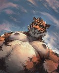 anthro fangs looking_at_viewer male muscular muscular_anthro muscular_male nipples nude pecs solo teeth dreff epic_games fortnite oscar_(fortnite) felid mammal pantherine tiger absurd_res hi_res