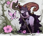 arm_socks blush clothing duo female flower hair hat headgear headwear legwear long_hair long_socks plant pubes purple_body purple_hair short_stack staff stockings stopych league_of_legends riot_games tencent lulu_(lol) fairy humanoid mammal yordle 2024 absurd_res hi_res