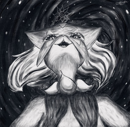 eyelashes fangs hair looking_at_viewer mask open_mouth open_smile smile teeth halfbaked-hope nintendo pokemon generation_9_pokemon meowscarada pokemon_(species) 2023 black_and_white digital_media_(artwork) hi_res monochrome signature