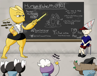 anthro barefoot big_butt bottomwear butt cap_over_eyes chalkboard chest_tuft classroom clothed clothing dunce_cap duo eyewear feet female footwear glasses group hat headgear headwear larger_anthro larger_female male miniskirt ruler school shoes size_difference skirt smaller_human smaller_male speech_bubble text thick_thighs tuft wide_hipped_anthro wide_hipped_female wide_hips yellow_body yellow_skin mysterywhiteflame nintendo pokemon anon thiccno drifloon generation_1_pokemon generation_4_pokemon generation_5_pokemon generation_6_pokemon gothorita human hypno_(pokemon) mammal phantump pokemon_(species) english_text hi_res
