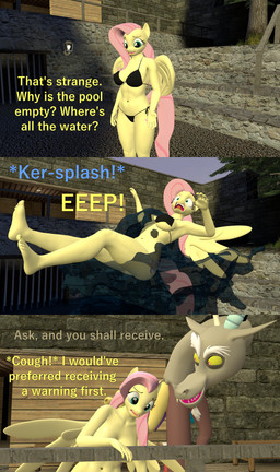 anthro anthrofied asking asking_self asking_where asking_why assisted_exposure bikini bikini_bottom bikini_bottom_removed bikini_removed bikini_top bikini_top_removed breasts clothing color_coded color_coded_text cough dialogue dialogue_with_sound_effects different_sound_effects duo eep female hair male navel nude onomatopoeia pink_hair question side-tie_bikini side-tie_clothing side-tie_swimwear sound_effects splash string_bikini swimwear talking_to_another talking_to_self text triangle_bikini two-piece_swimsuit wardrobe_malfunction water wings papadragon69 friendship_is_magic hasbro my_little_pony mythology discord_(mlp) fluttershy_(mlp) chimera draconequus equid equine mammal mythological_creature mythological_equine pegasus 3d_(artwork) absurd_res digital_media_(artwork) english_text hi_res