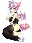 alternative_fashion anthro bat_wings blush choker clothing curled_hair curled_tail female footwear goth hair jewelry legwear lingerie makeup membrane_(anatomy) membranous_wings necklace pastel_goth smile socks solo tail thigh_highs thigh_socks tired underwear wings yuwi-cyu hasbro my_little_pony mythology equid equine mammal mythological_creature mythological_equine pegasus hi_res pastel_theme