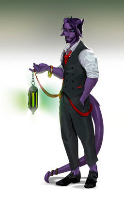 beard black_bottomwear black_clothing black_footwear black_pants black_sclera black_shoes black_topwear black_vest blue_eyes bottomwear clothed clothing facial_hair facial_piercing footwear hair holding_lantern horn looking_at_viewer male male_humanoid mouth_closed nose_piercing nose_ring pants piercing purple_beard purple_body purple_facial_hair purple_hair purple_horn purple_tail ring_piercing septum_piercing septum_ring shirt simple_background solo standing tail topwear vest white_background white_clothing white_shirt white_topwear edvardiko humanoid absurd_res full-length_portrait hi_res portrait