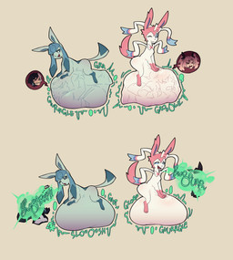 :3 abdominal_bulge after_vore ambiguous_feral ambiguous_gender ambiguous_pred belly big_belly black_hair blue_body blue_eyes blue_fur bow_(anatomy) burping burping_up_clothing death digestion_noises digestion_sequence dipstick_tail duo fatal_vore female female_prey feral feral_pred fur gloves_(marking) gurgle_(sound_effect) hair head_icon huge_belly human_prey hyper hyper_belly internal leg_markings lying markings multicolored_body multicolored_fur multicolored_hair on_front one_eye_closed onomatopoeia pink_body pink_fur prey_imprint prey_outline ribbons_(anatomy) rumbling_stomach size_difference smaller_pred socks_(marking) sound_effects struggling struggling_prey tail tail_markings text tight_belly vore white_body white_fur wink butterly marvel marvel_rivals mihoyo nintendo pokemon zenless_zone_zero luna_snow nicole_demara eeveelution generation_4_pokemon generation_6_pokemon glaceon human mammal pokemon_(species) sylveon 2026 absurd_res crossover digital_drawing_(artwork) digital_media_(artwork) hi_res